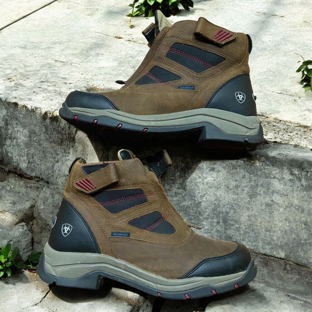 Ariat Terrain Pro Waterproof Zip Brown Leather Boots 10021492 Women's Size 10.5B